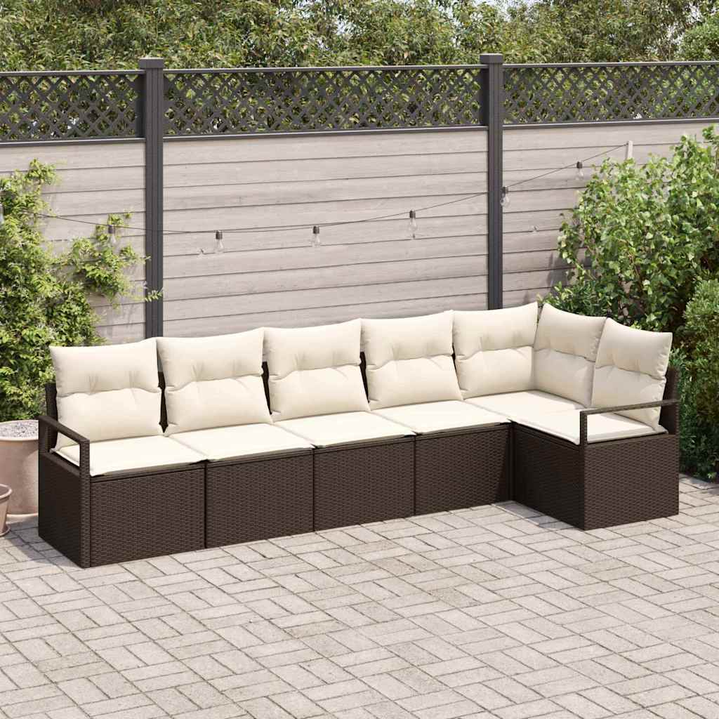 Sofa Set 6 stk. Braun [Synthetisch]: Poly Rattan
