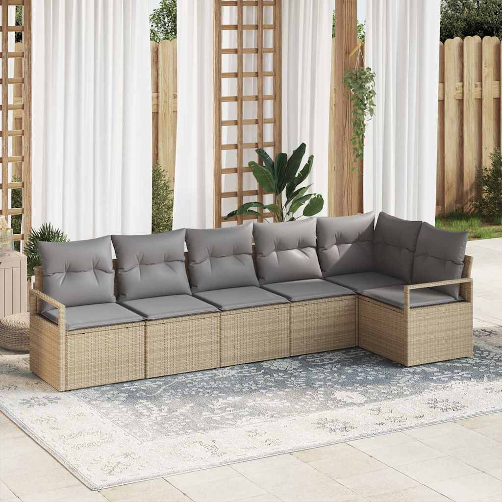 Sofa Set 6 stk. Beige [Synthetisch]: Poly Rattan