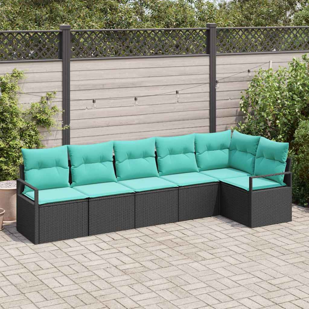 Sofa Set Schwarz [Synthetisch]: Poly Rattan