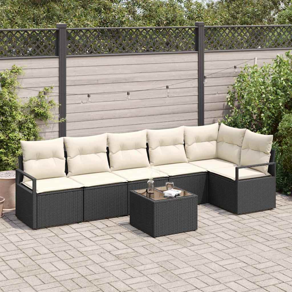 Sofa Set 7 stk. Schwarz [Synthetisch]: Poly Rattan