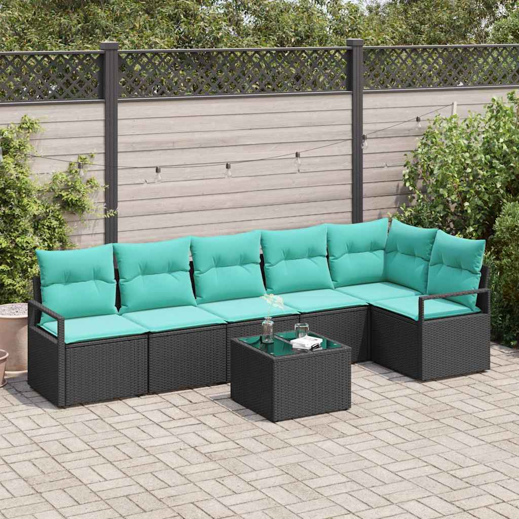 Sofa Set 7 stk. Schwarz [Synthetisch]: Poly Rattan