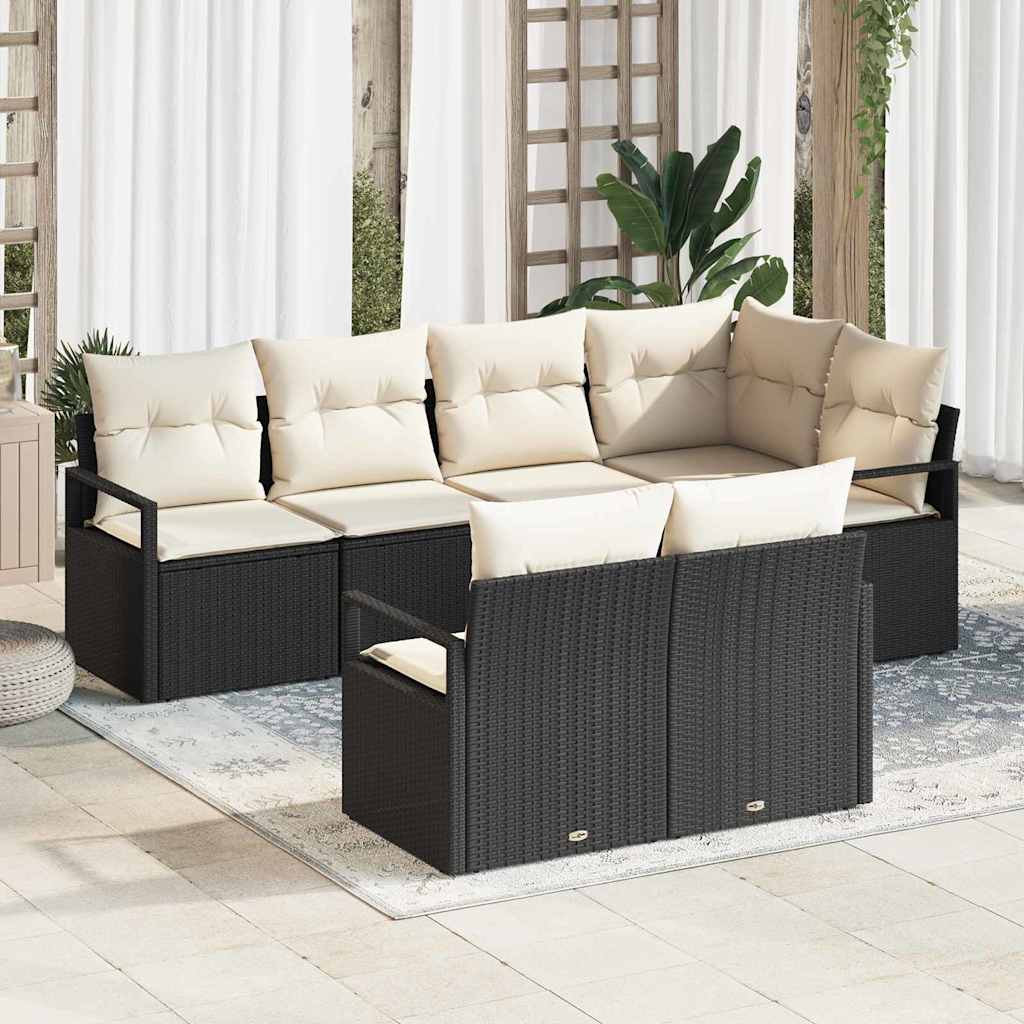 Sofa Set 7 stk. Schwarz [Synthetisch]: Poly Rattan