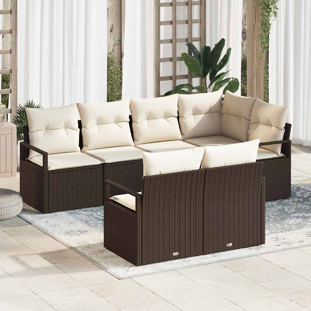 Sofa Set 7 stk. Braun [Synthetisch]: Poly Rattan
