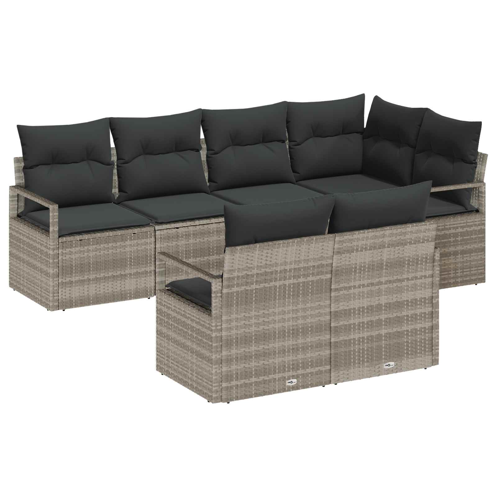 Sofa Set 7 stk. Hellgrau [Synthetisch]: Poly Rattan