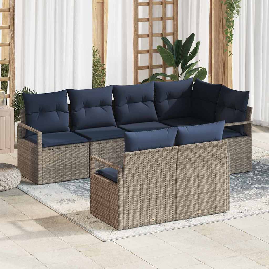 Sofa Set 7 stk. Grau [Synthetisch]: Poly Rattan