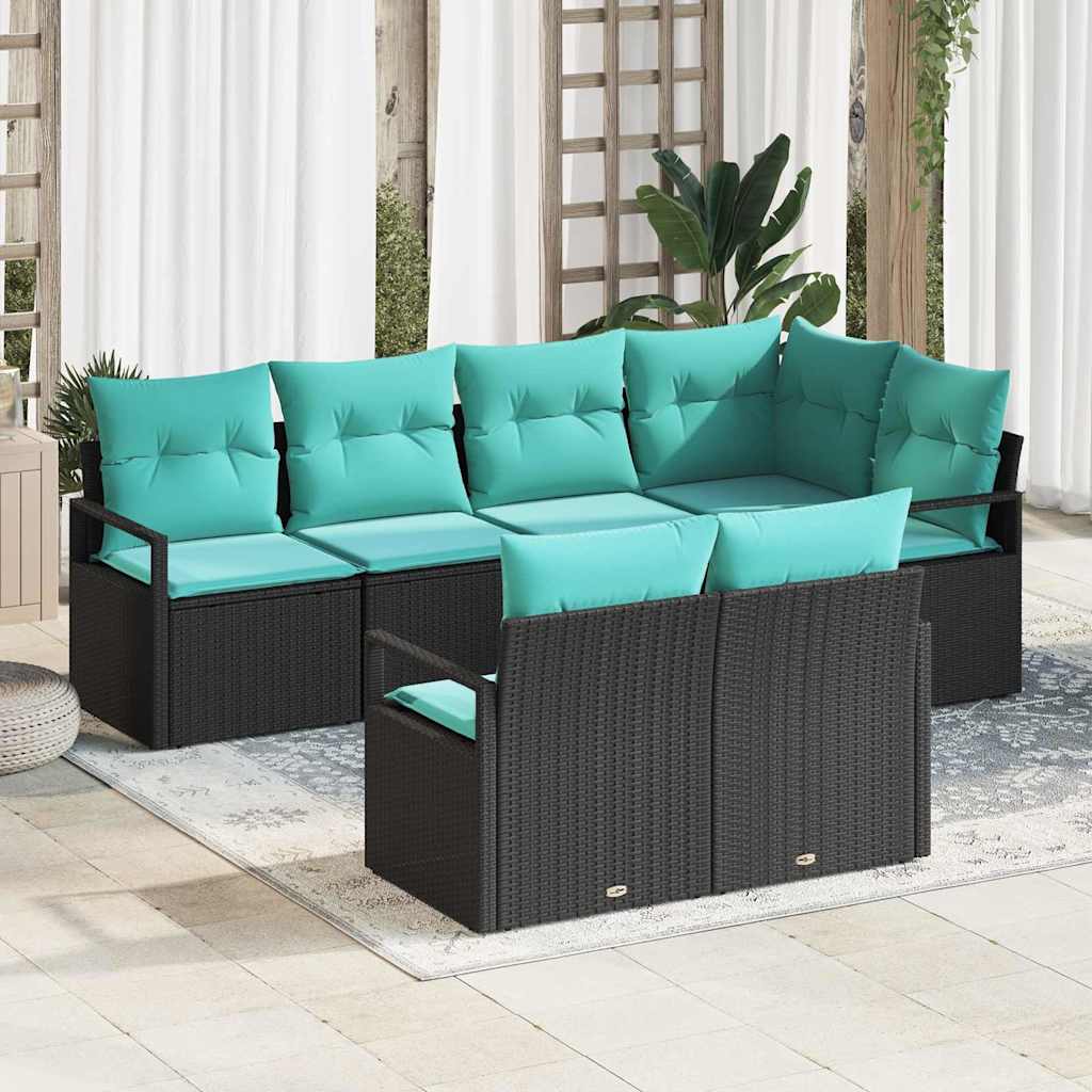 Sofa Set 7 stk. Schwarz [Synthetisch]: Poly Rattan