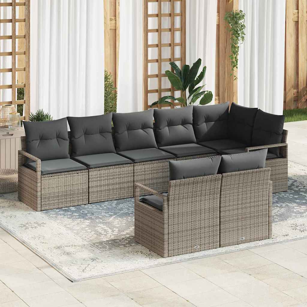 Sofa Set 8 stk. Grau [Synthetisch]: Poly Rattan