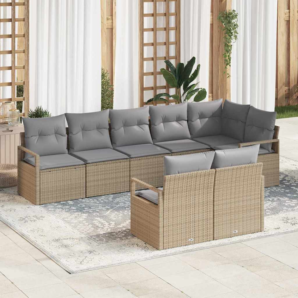 Sofa Set 8 stk. Beige [Synthetisch]: Poly Rattan