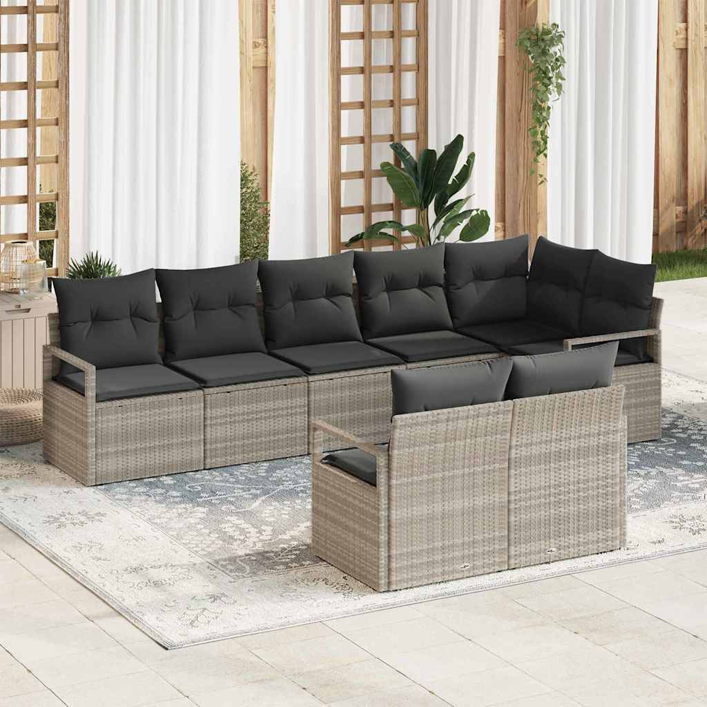 Sofa Set 8 stk. Hellgrau [Synthetisch]: Poly Rattan