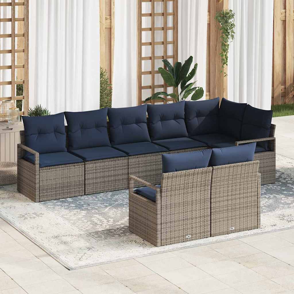 Sofa Set 8 stk. Grau [Synthetisch]: Poly Rattan