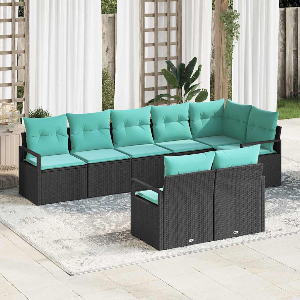 Sofa Set 8 stk. Schwarz [Synthetisch]: Poly Rattan