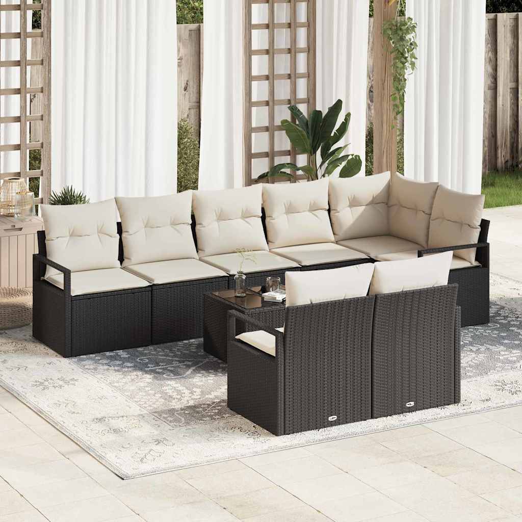 Sofa Set 9 stk. Schwarz [Synthetisch]: Poly Rattan