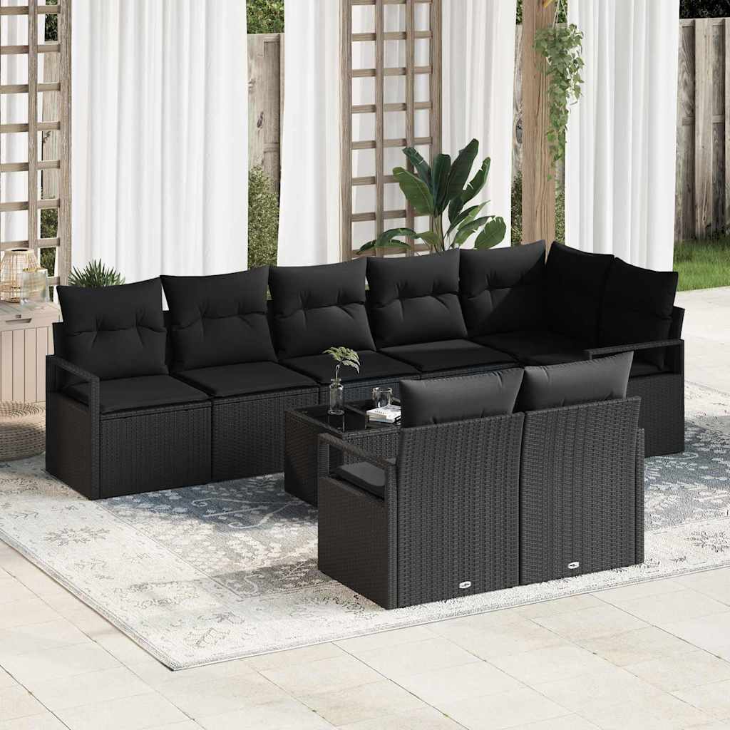 Sofa Set 9 stk. Schwarz [Synthetisch]: Poly Rattan