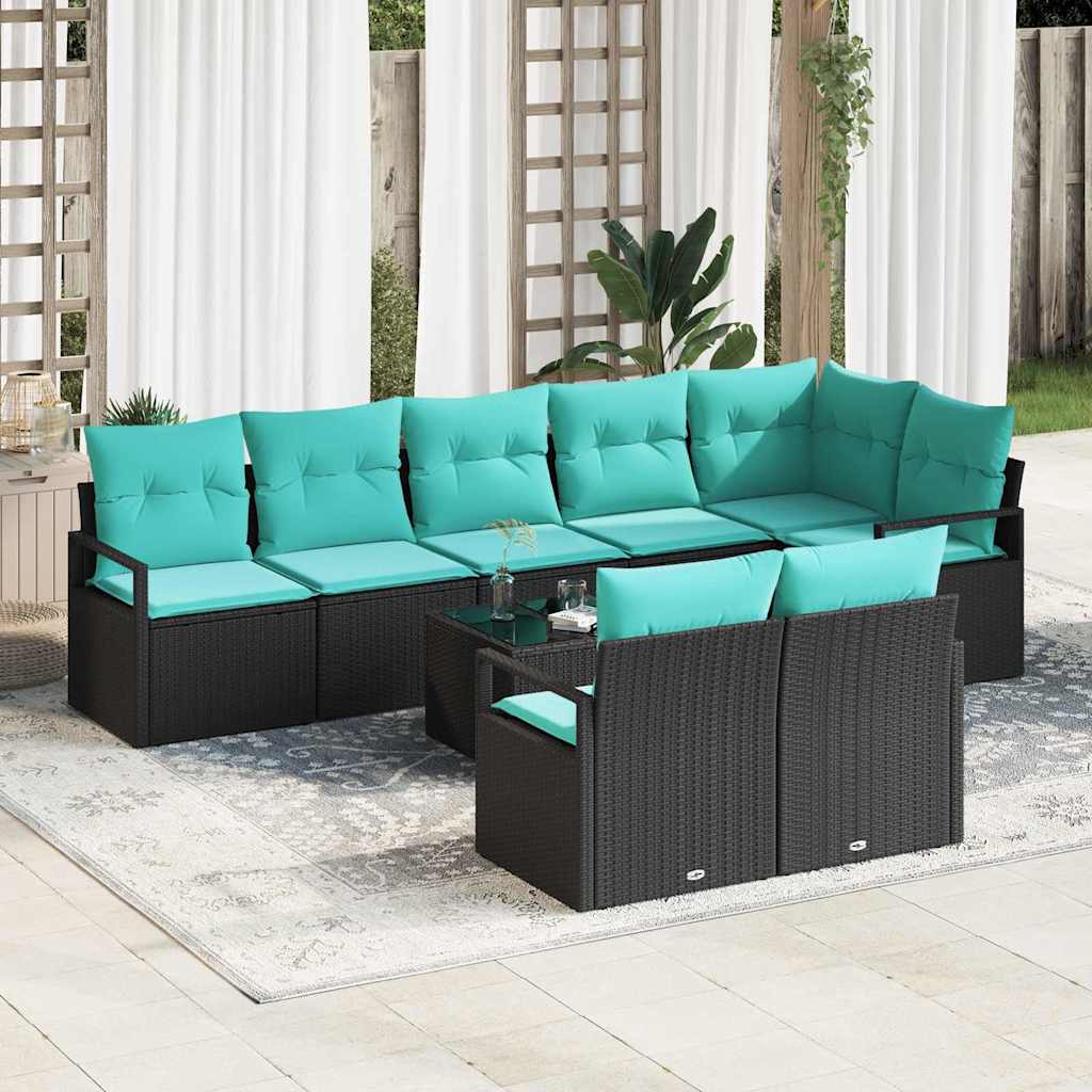 Sofa Set 9 stk. Schwarz [Synthetisch]: Poly Rattan