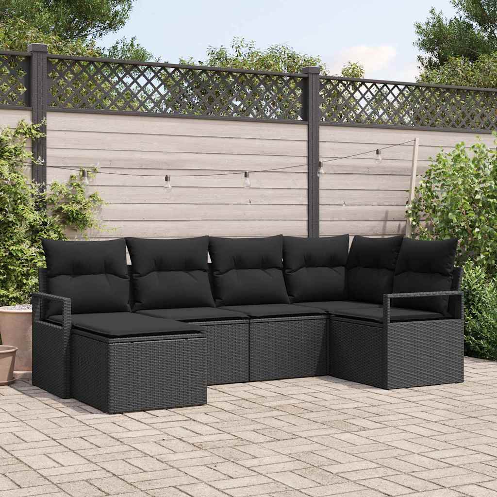 Sofa Set 6 stk. Schwarz [Synthetisch]: Poly Rattan