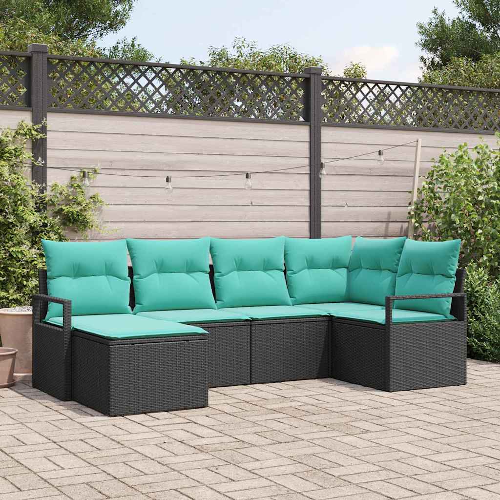 Sofa Set 6 stk. Schwarz [Synthetisch]: Poly Rattan