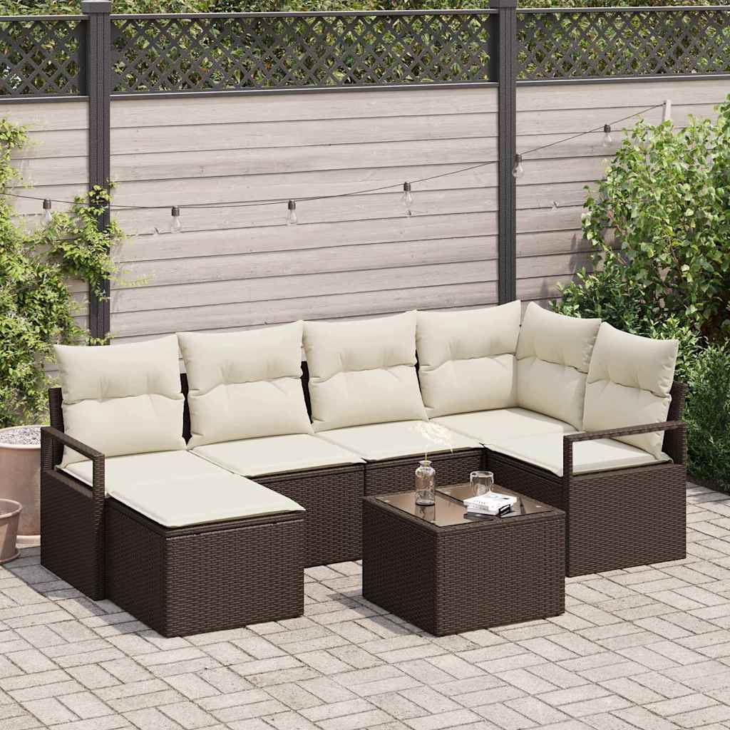 Sofa Set 7 stk. Braun [Synthetisch]: Poly Rattan