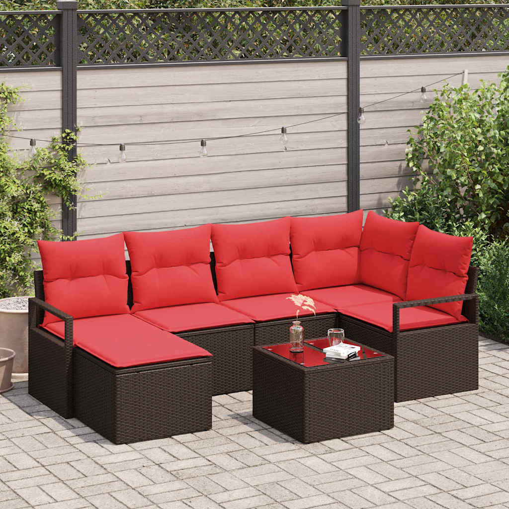 Sofa Set 7 stk. Braun [Synthetisch]: Poly Rattan