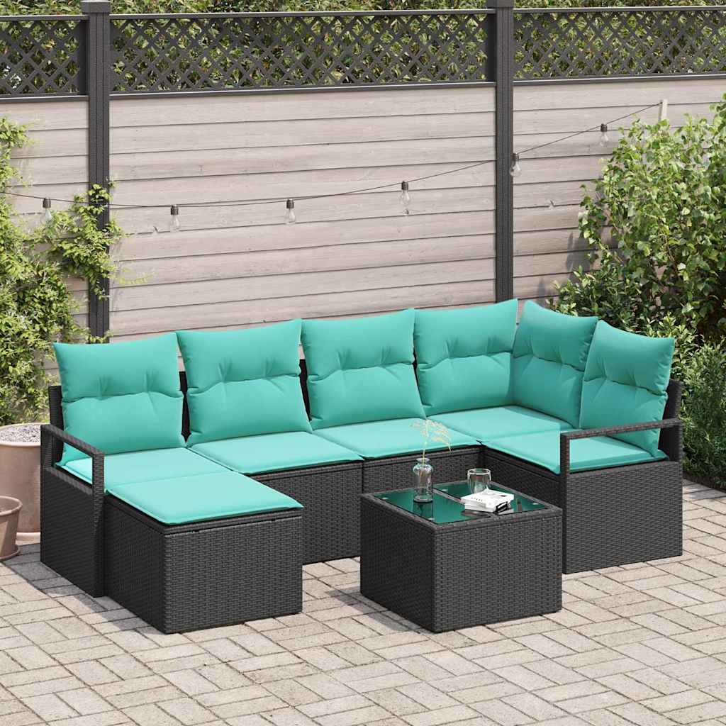 Sofa Set 7 stk. Schwarz [Synthetisch]: Poly Rattan