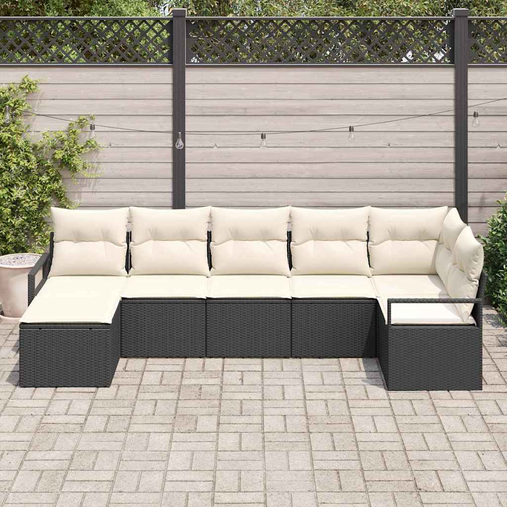 Sofa Set 7 stk. Schwarz [Synthetisch]: Poly Rattan