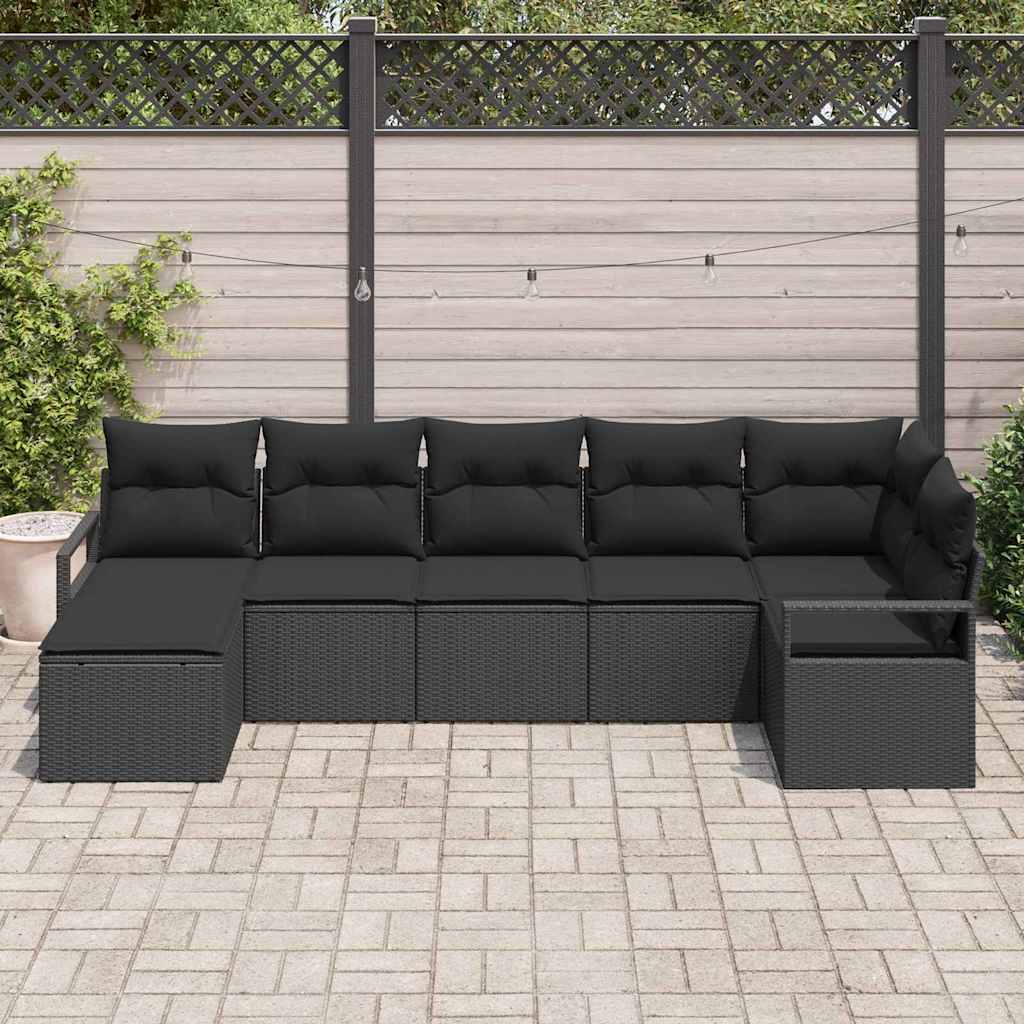 Sofa Set 7 stk. Schwarz [Synthetisch]: Poly Rattan