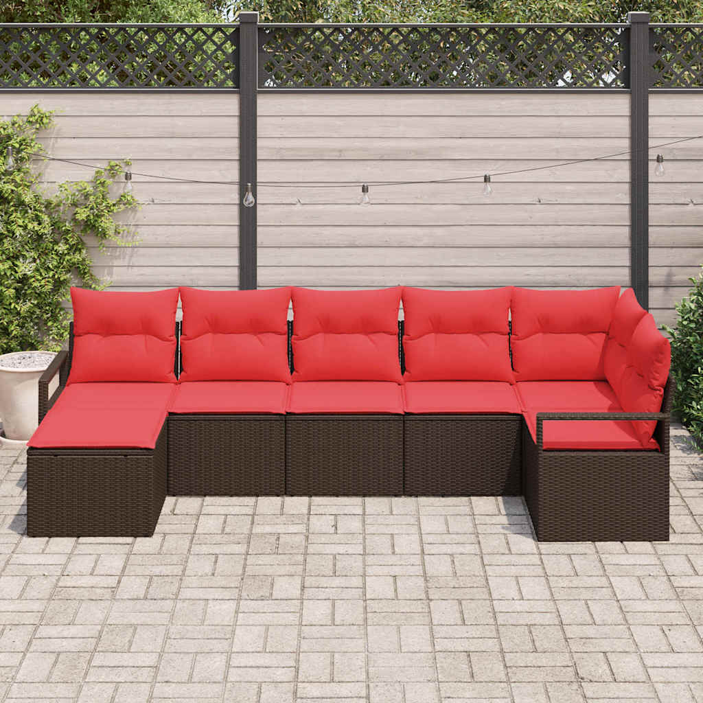 Sofa Set 7 stk. Braun [Synthetisch]: Poly Rattan