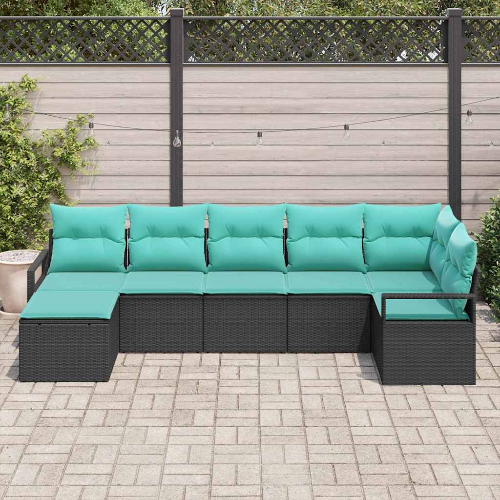 Sofa Set 7 stk. Schwarz [Synthetisch]: Poly Rattan