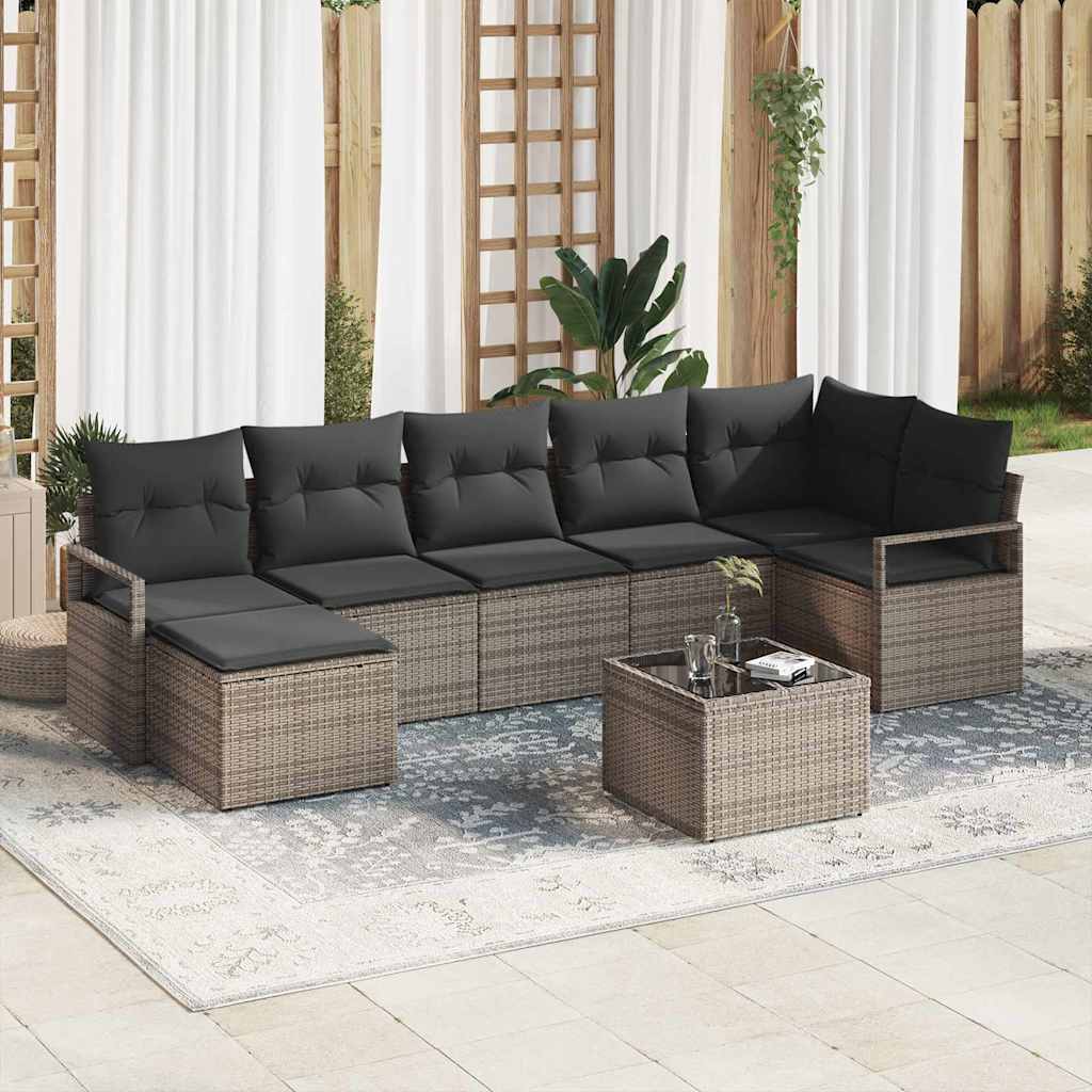 Sofa Set 8 stk. Grau [Synthetisch]: Poly Rattan