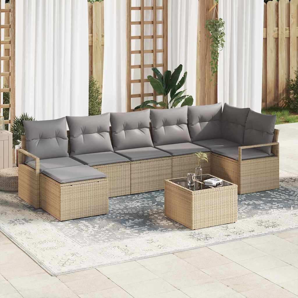 Sofa Set 8 stk. Beige [Synthetisch]: Poly Rattan