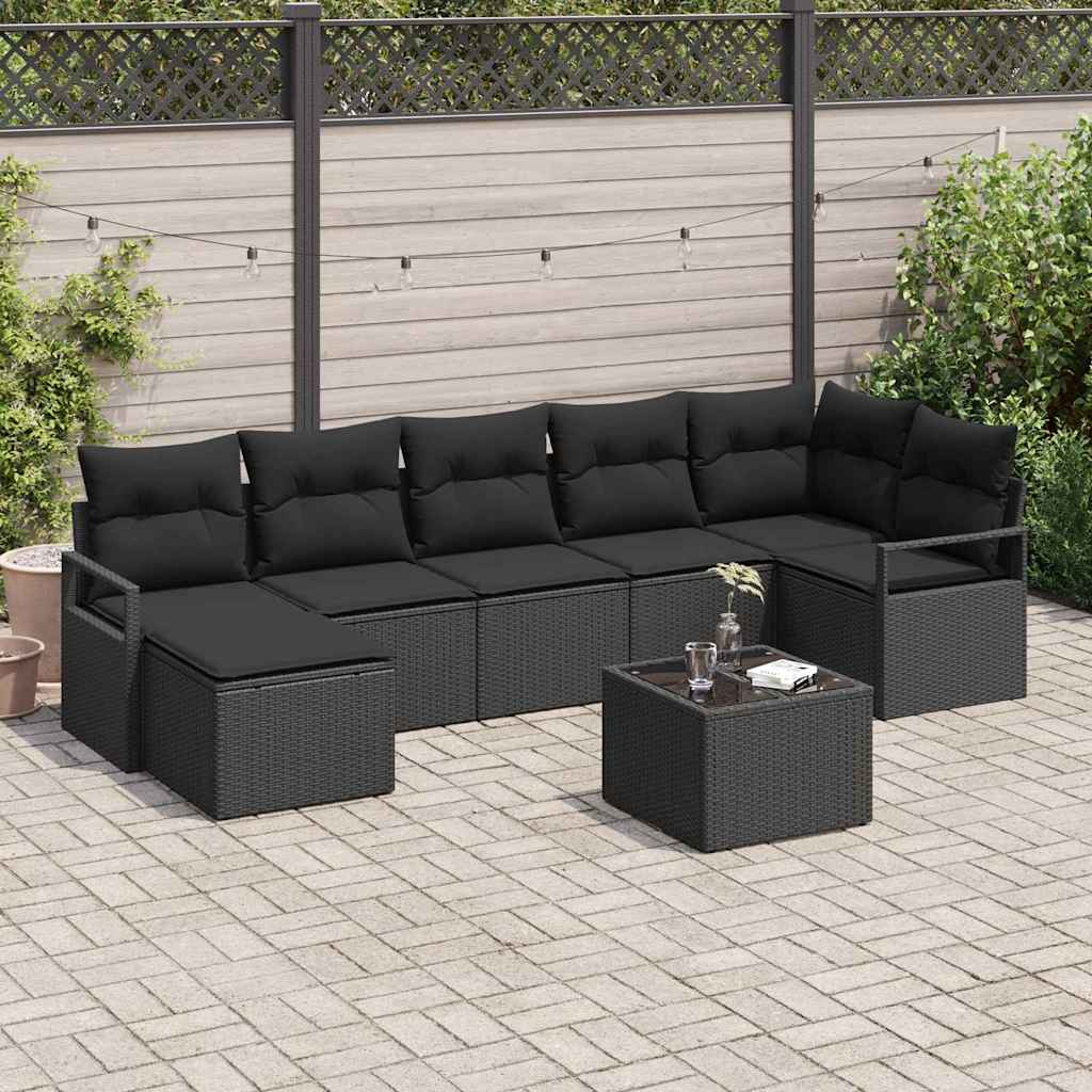 Sofa Set 8 stk. Schwarz [Synthetisch]: Poly Rattan