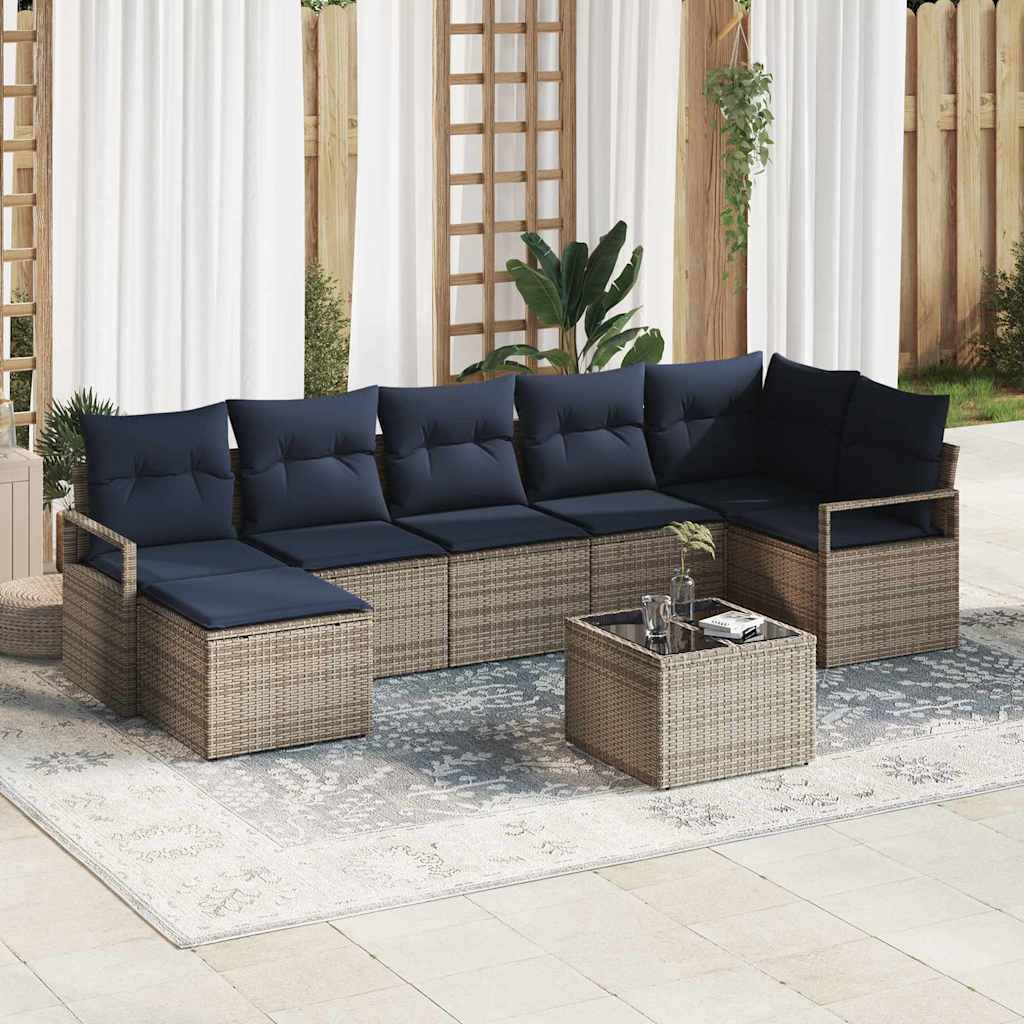 Sofa Set 8 stk. Grau [Synthetisch]: Poly Rattan