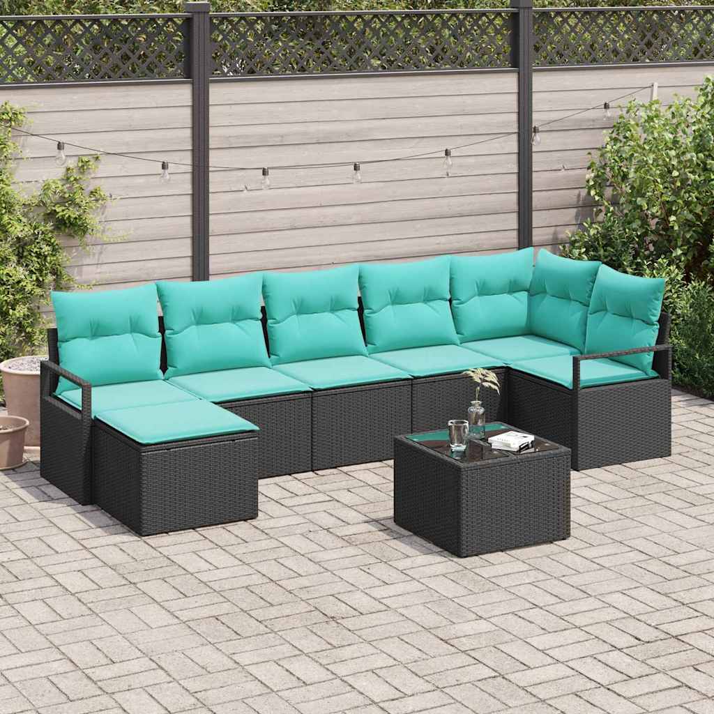 Sofa Set 8 stk. Schwarz [Synthetisch]: Poly Rattan