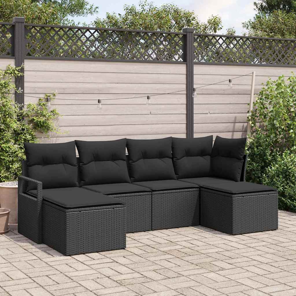 Sofa Set 6 stk. Schwarz [Synthetisch]: Poly Rattan