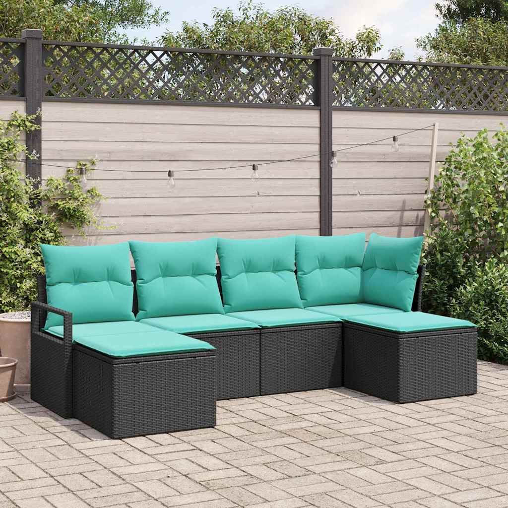 Sofa Set 6 stk. Schwarz [Synthetisch]: Poly Rattan