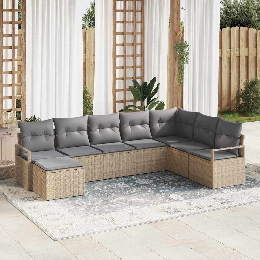 Sofa Set 8 stk. Beige [Synthetisch]: Poly Rattan