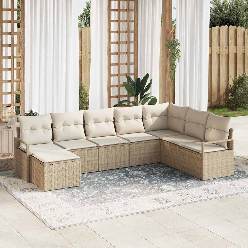 Sofa Set 8 stk. Beige [Synthetisch]: Poly Rattan