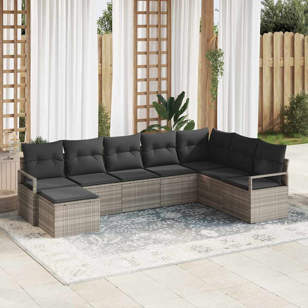 Sofa Set 8 stk. Hellgrau [Synthetisch]: Poly Rattan