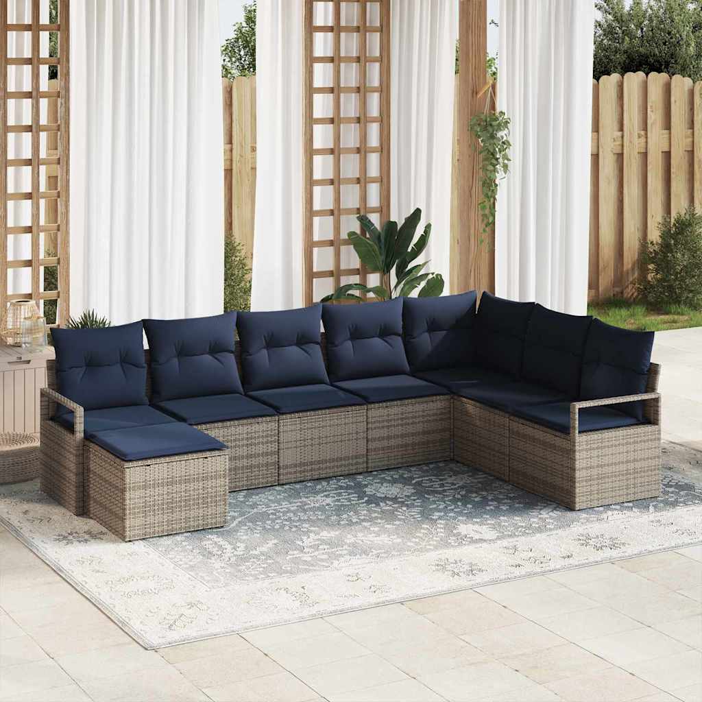 Sofa Set 8 stk. Grau [Synthetisch]: Poly Rattan