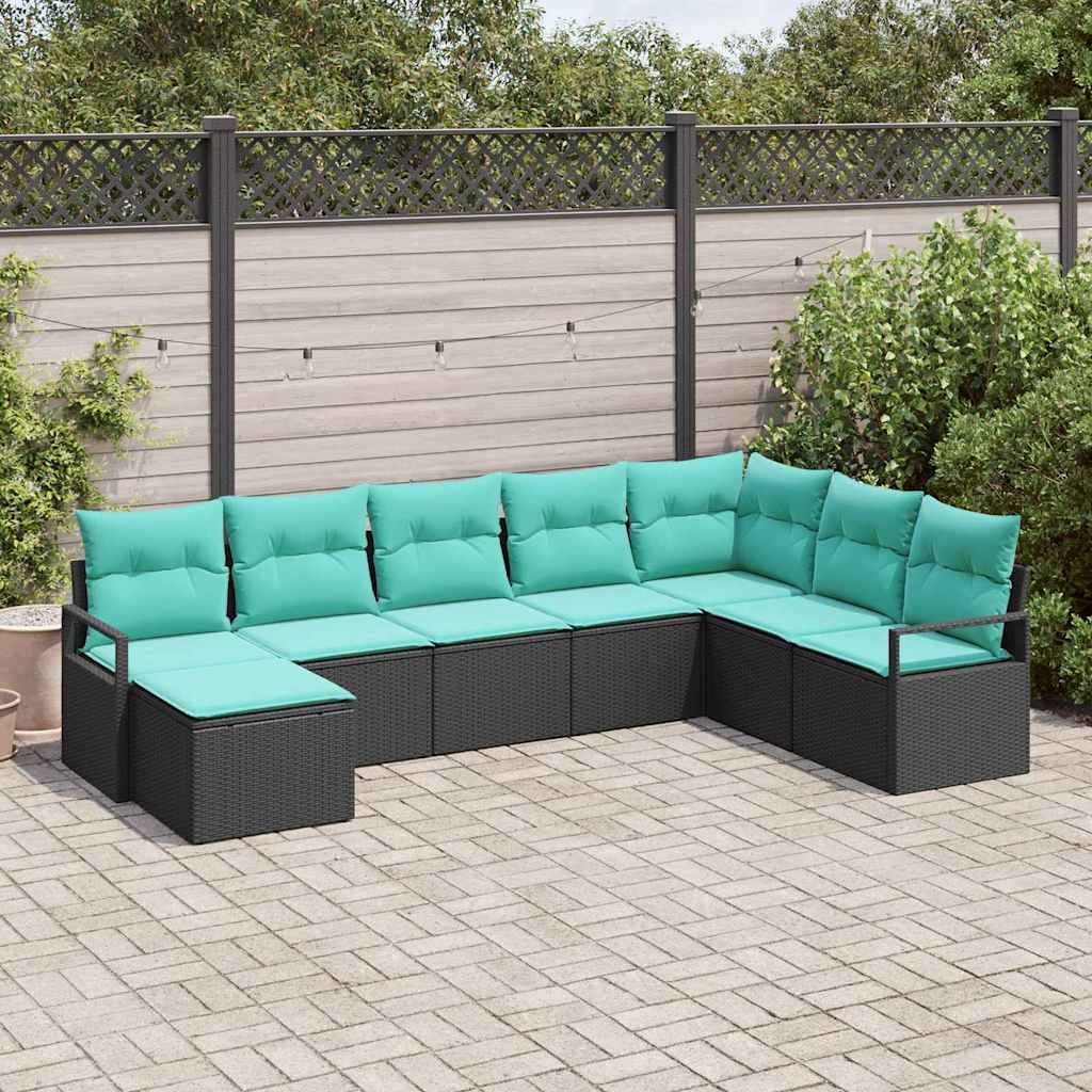 Sofa Set 8 stk. Schwarz [Synthetisch]: Poly Rattan