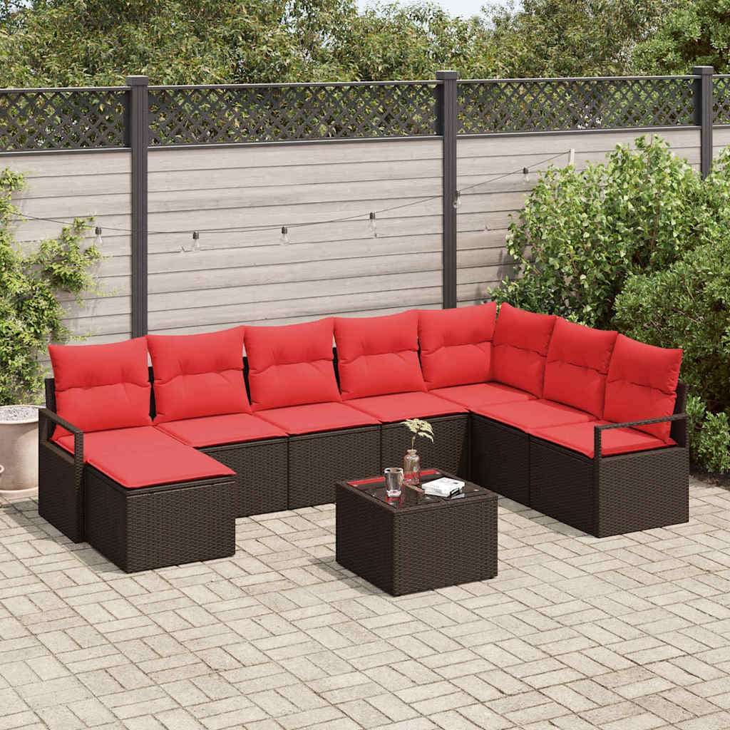 Sofa Set 9 stk. Braun [Synthetisch]: Poly Rattan