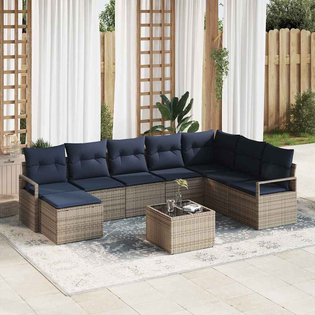 Sofa Set 9 stk. Grau [Synthetisch]: Poly Rattan