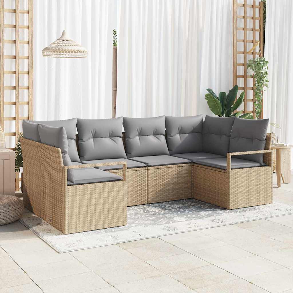 Sofa Set 6 stk. Beige [Synthetisch]: Poly Rattan