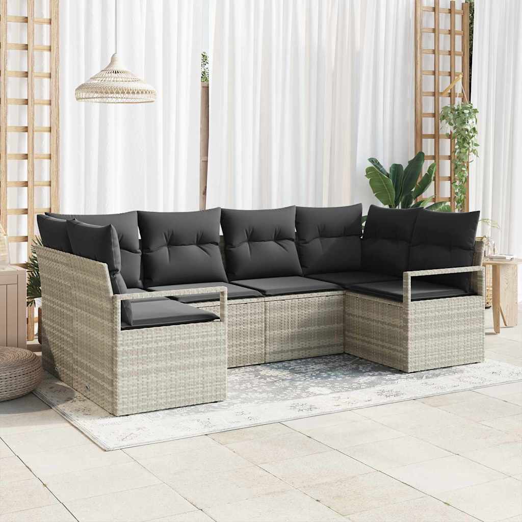 Sofa Set 6 stk. Hellgrau [Synthetisch]: Poly Rattan