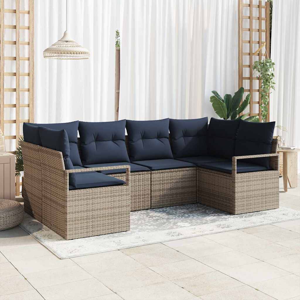 Sofa Set 6 stk. Grau [Synthetisch]: Poly Rattan