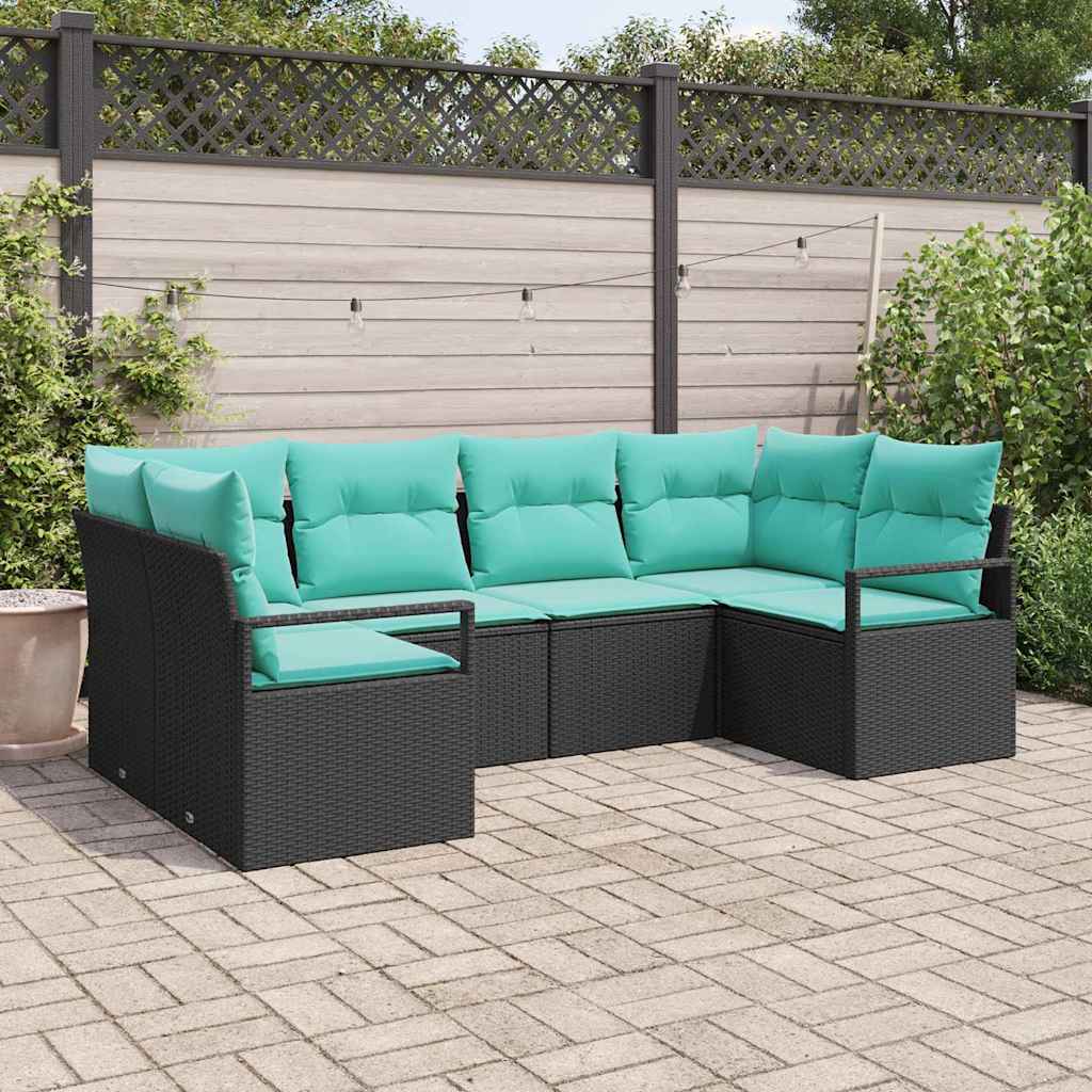 Sofa Set 6 stk. Schwarz [Synthetisch]: Poly Rattan