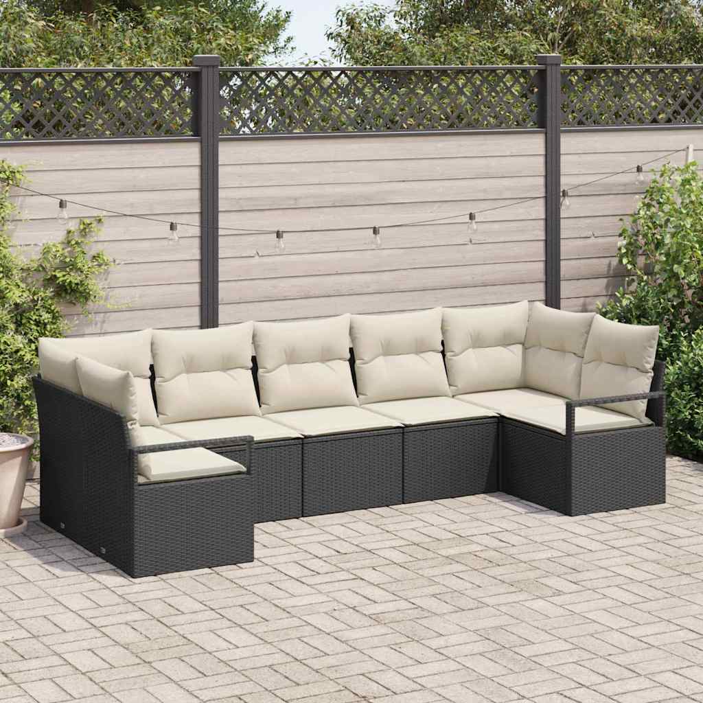 Sofa Set 7 stk. Schwarz [Synthetisch]: Poly Rattan