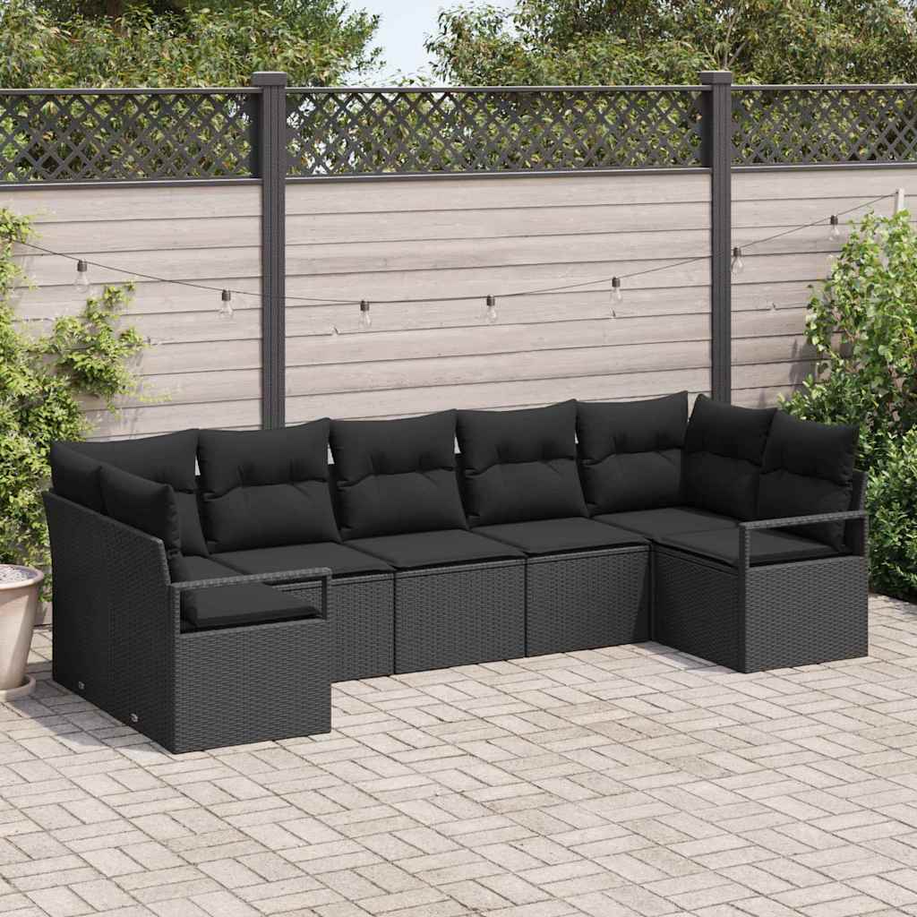 Sofa Set 7 stk. Schwarz [Synthetisch]: Poly Rattan