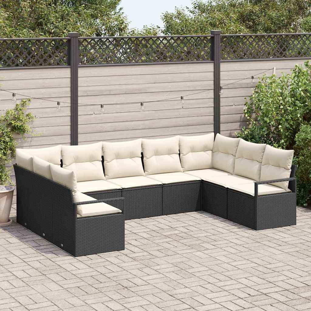Sofa Set 9 stk. Schwarz [Synthetisch]: Poly Rattan