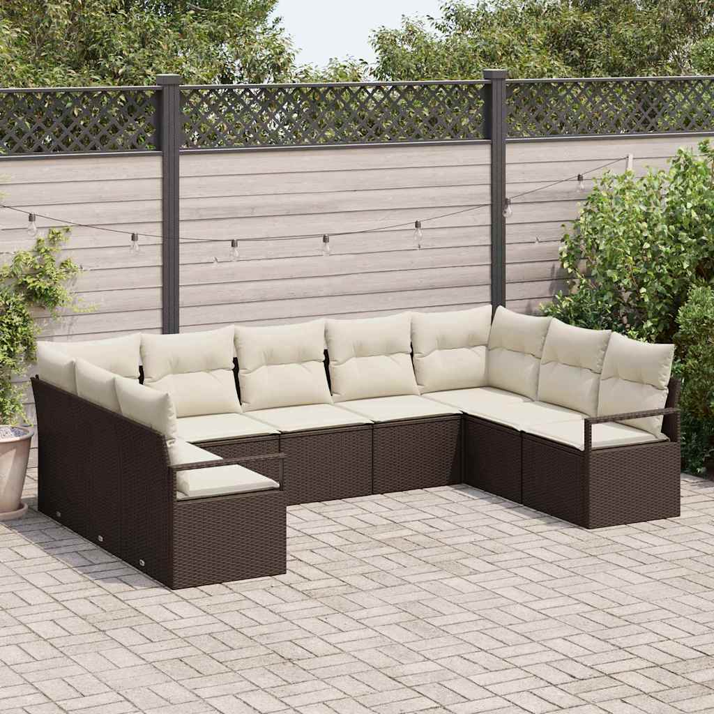 Sofa Set 9 stk. Braun [Synthetisch]: Poly Rattan
