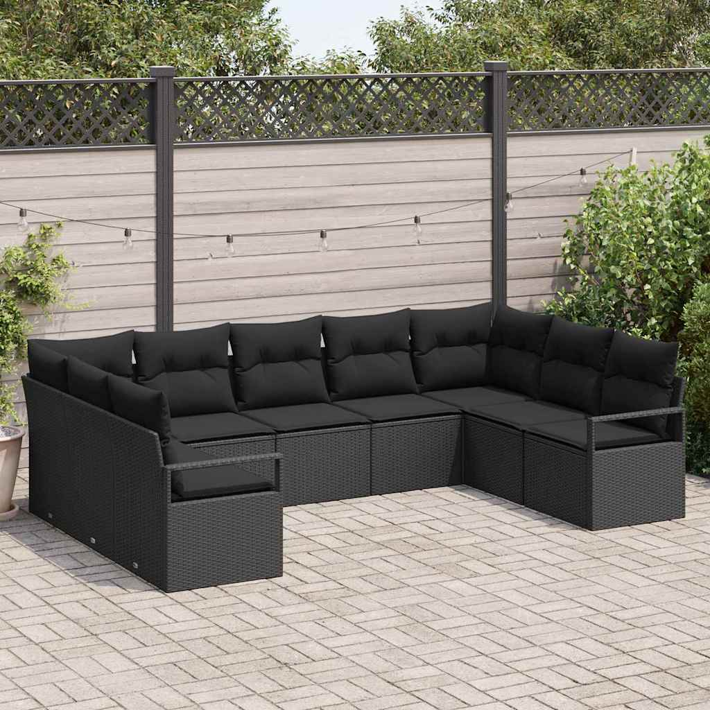 Sofa Set 9 stk. Schwarz [Synthetisch]: Poly Rattan